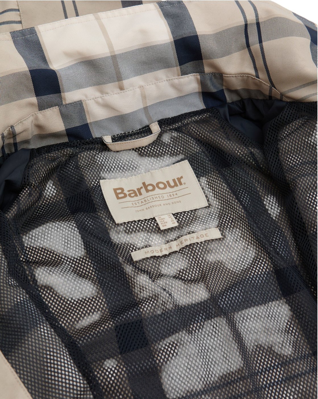 Parka tartan blanc bleu capuche amovible Ballina Barbour Femme LSP0324 NY51