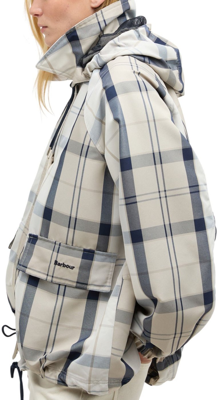 Parka tartan blanc bleu capuche amovible Ballina Barbour Femme LSP0324 NY51