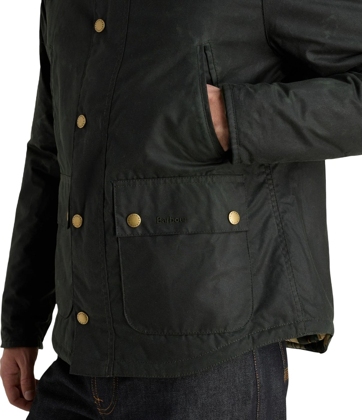 Veste courte Reelin liquette Sage wax Barbour Homme MWX 1106 SG51