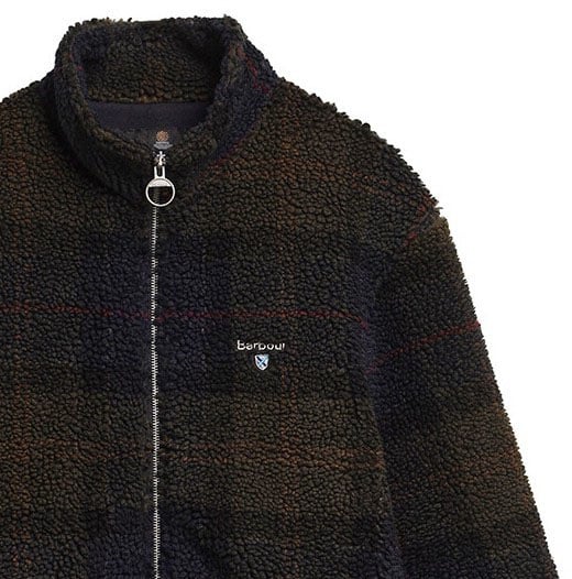 Blouson bouclette Fleece navy vert shadow tartan Barbour Homme MFL 0187 TN43