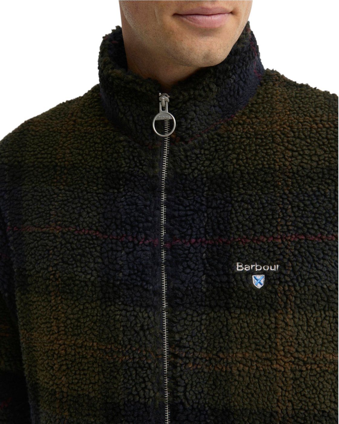Blouson bouclette Fleece navy vert shadow tartan Barbour Homme MFL 0187 TN43