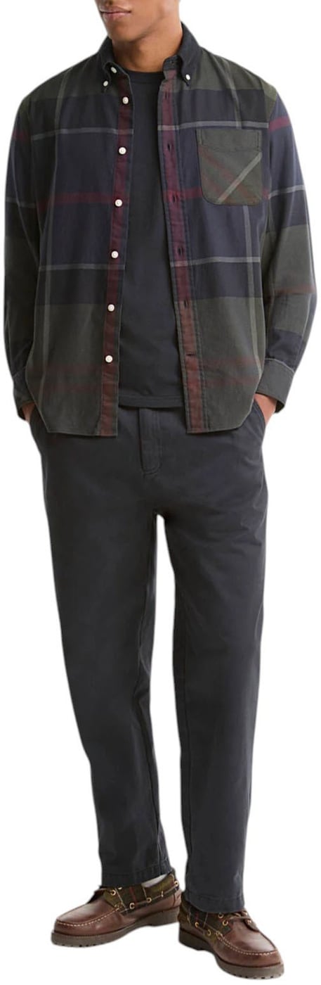 Chemise tartan shadow navy vert col velours Dunon Barbour homme MSH 5901 TN43