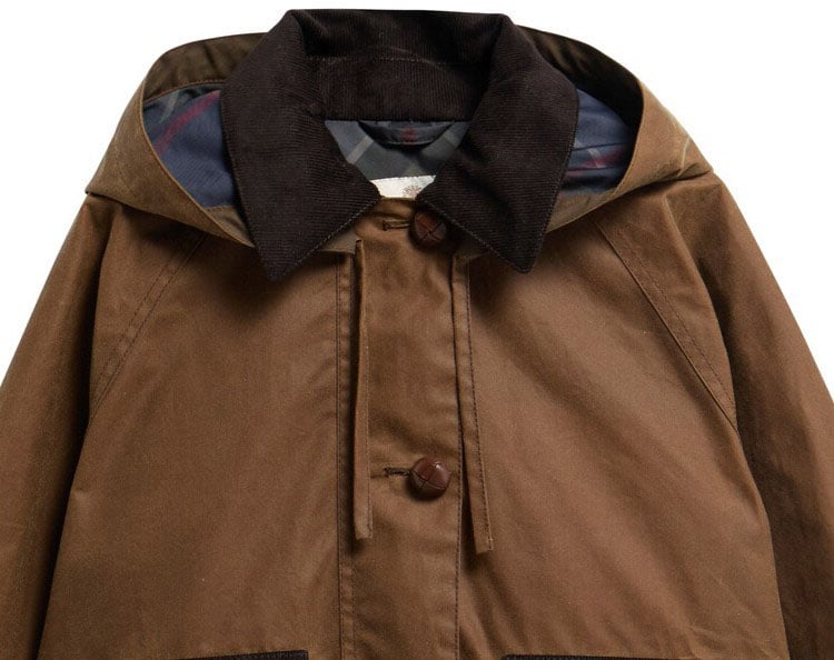 Veste Adima courte capuche amovible beige Tan Barbour Femme LWX 1587 TA51