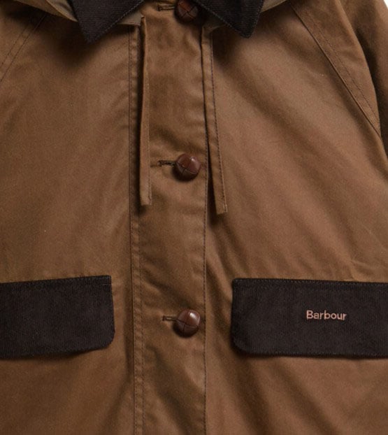 Veste Adima courte capuche amovible beige Tan Barbour Femme LWX 1587 TA51
