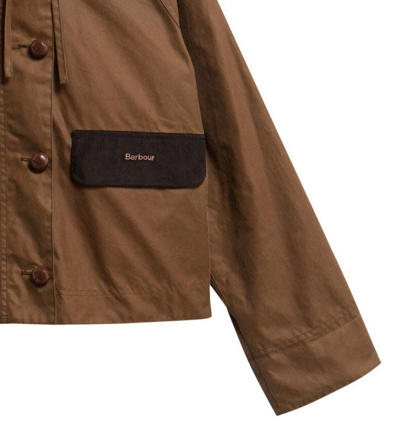 Veste Adima courte capuche amovible beige Tan Barbour Femme LWX 1587 TA51
