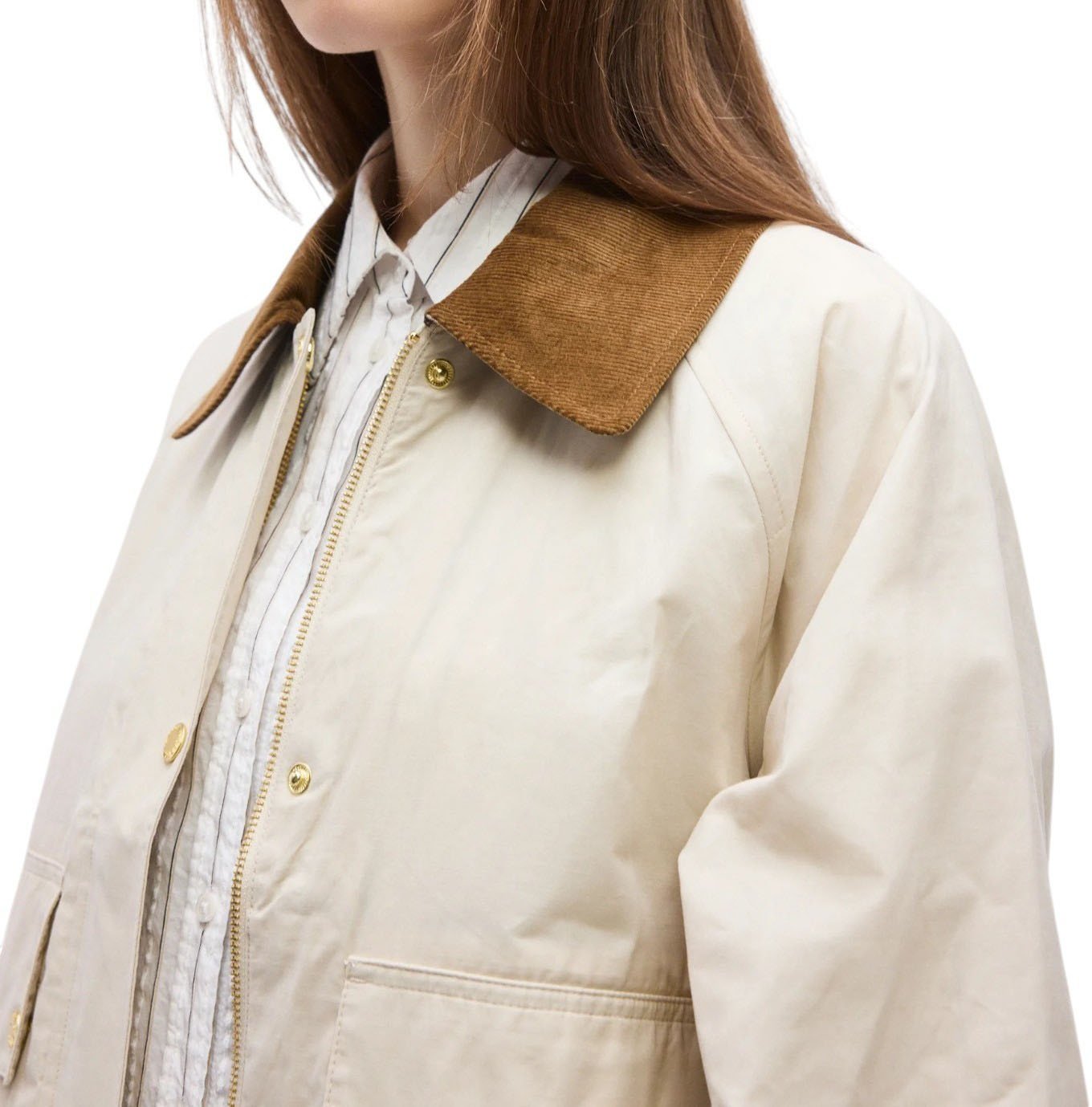 Veste courte sable col velours fentes liens Medland Barbour Femme LSP0304 CR31