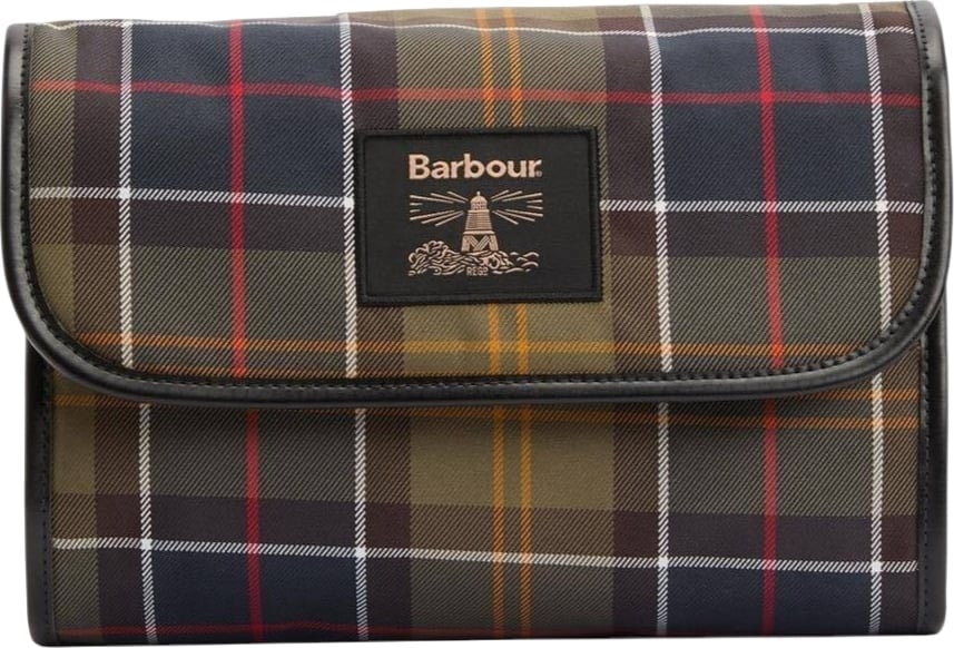 Trousse toilette tartan vert jaune Hanging Barbour Femme Homme MAC 0425 OL91