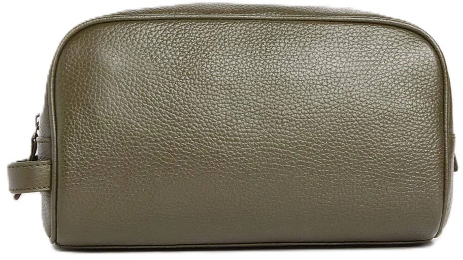 Trousse toilette cuir grainé vert olive Brunton Barbour Homme Femme MAC 0493 OL91