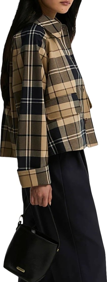 Trench Delilah court tartan beige écru navy Barbour femme LSP 0361 BE52