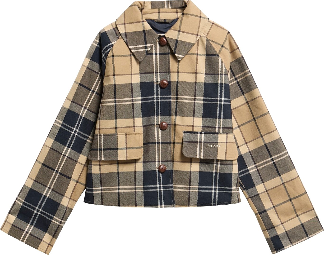 Trench Delilah court tartan beige écru navy Barbour femme LSP 0361 BE52
