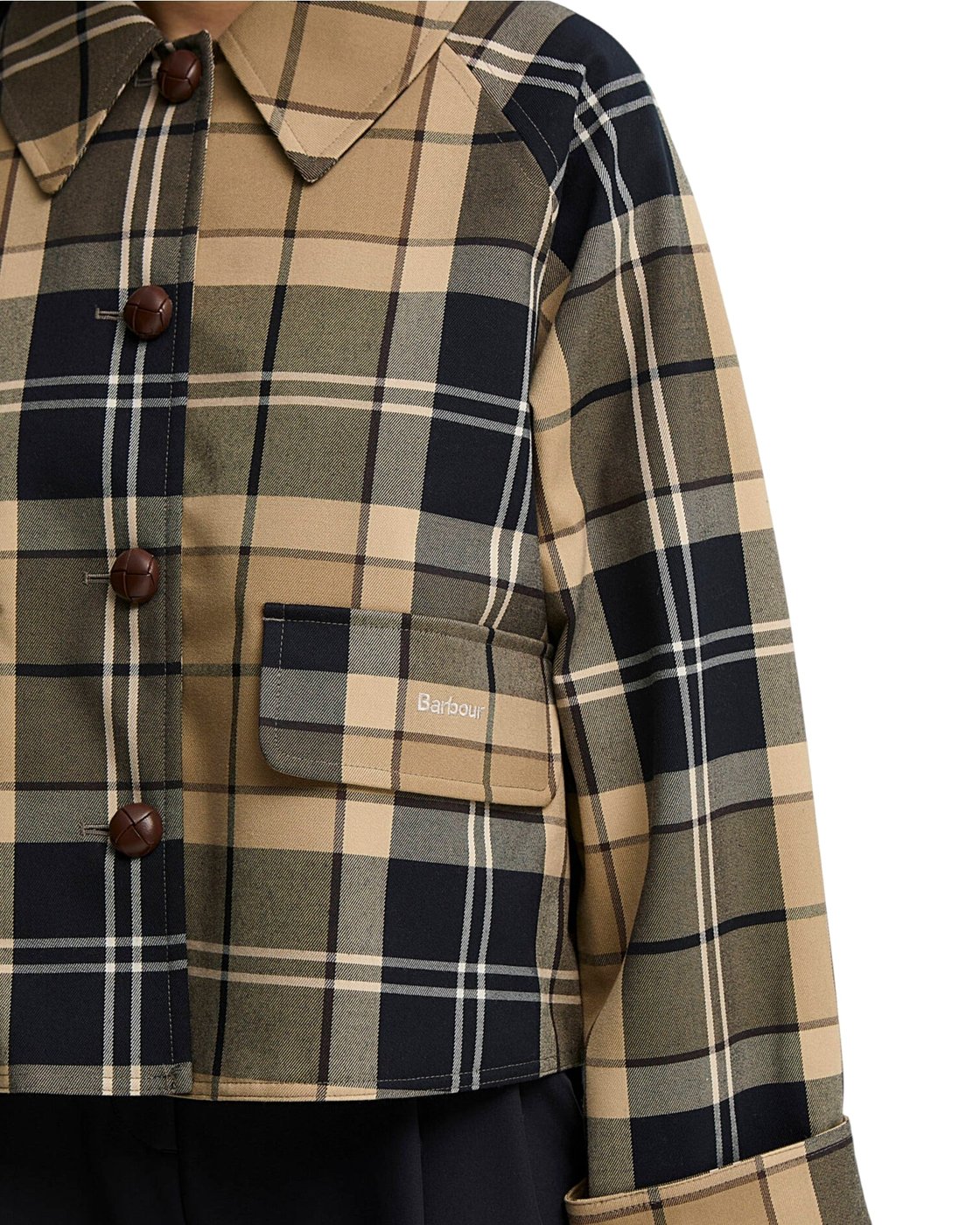 Trench Delilah court tartan beige écru navy Barbour femme LSP 0361 BE52