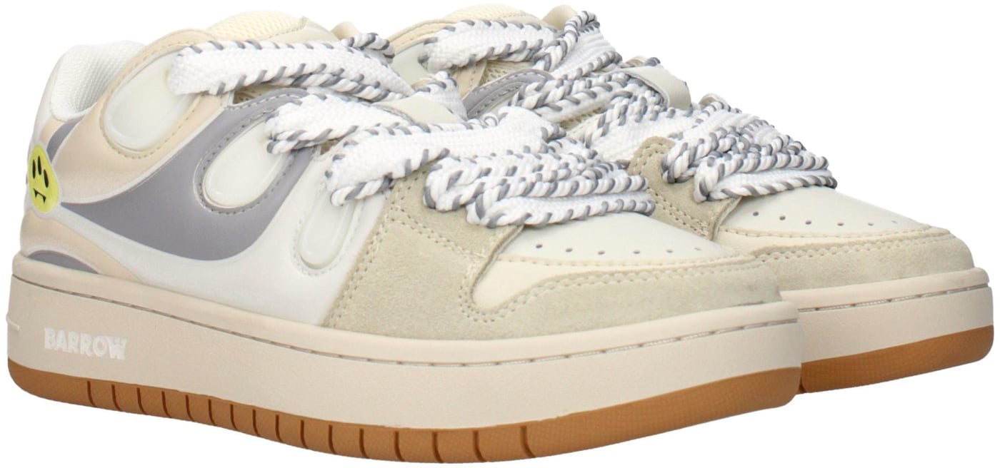Barrow Beige Leather Low Top Sneakers
