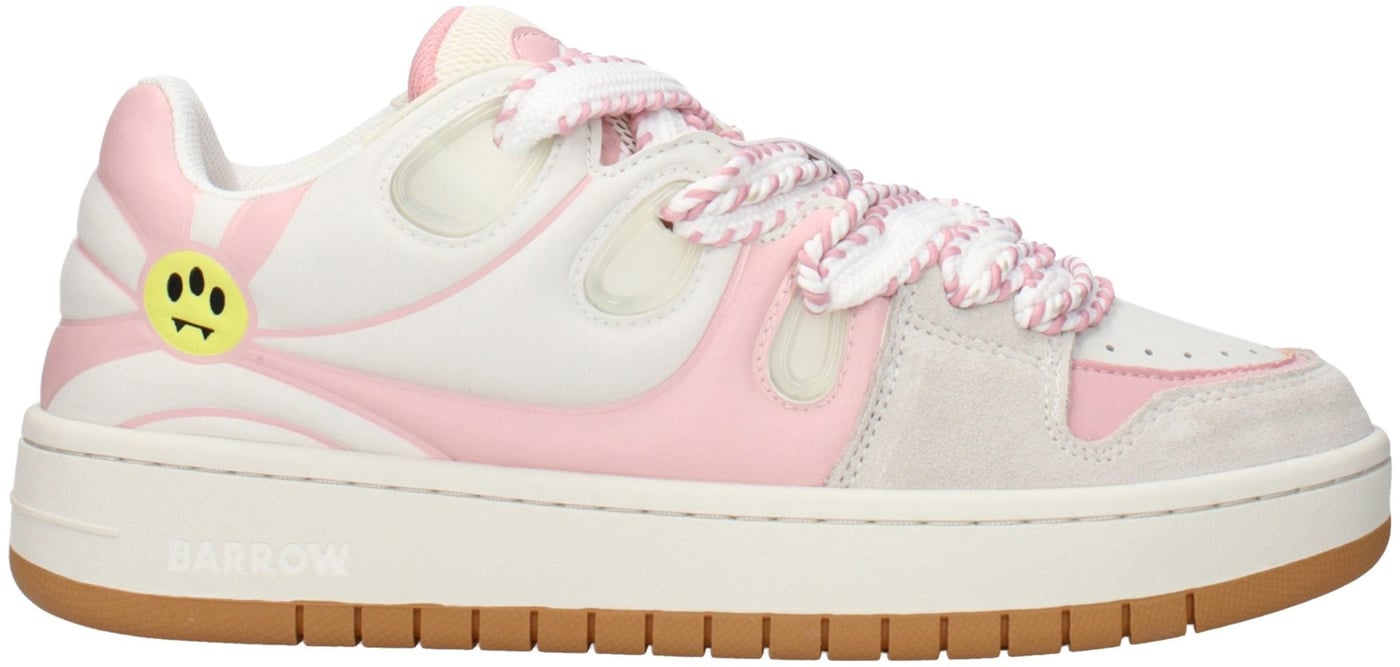 Barrow White Leather Low Top Sneakers