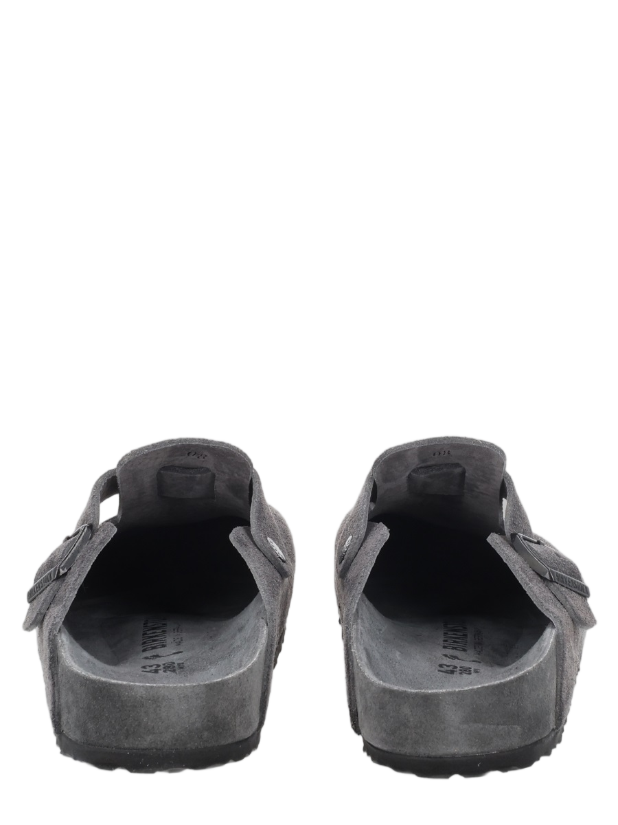 Grey Boston Leather Adjustable Straps Mules