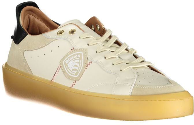 Blauer White Leather Men Sneaker