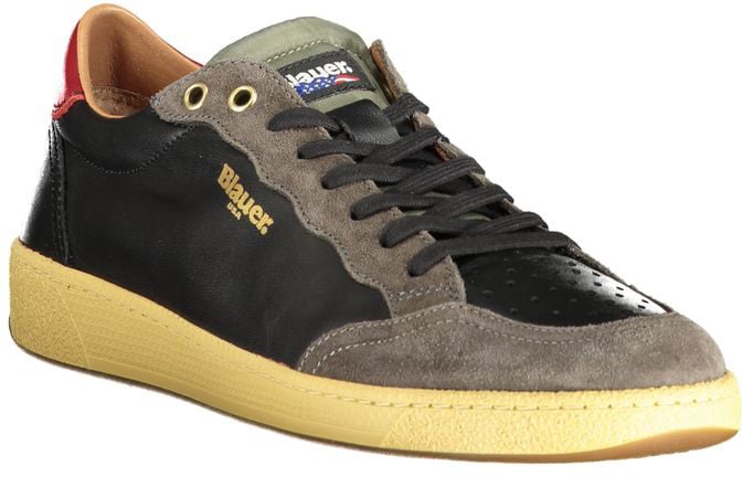 Blauer Black Leather Men Sneaker