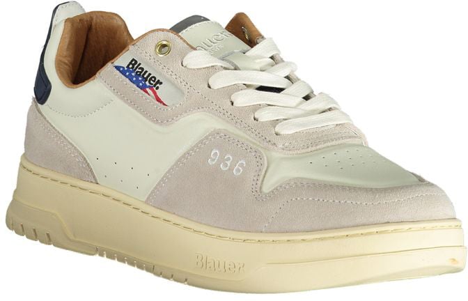 Blauer White Polyurethane Men Sneaker