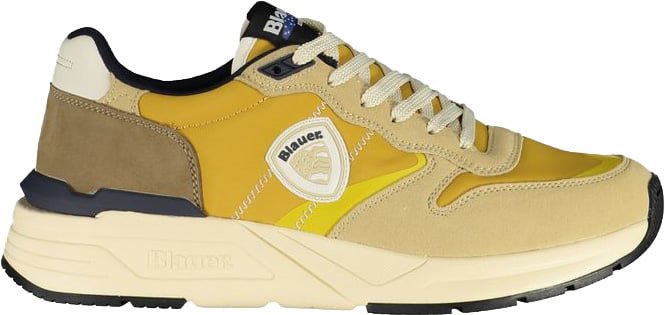 Blauer Beige Polyurethane Men Sneaker