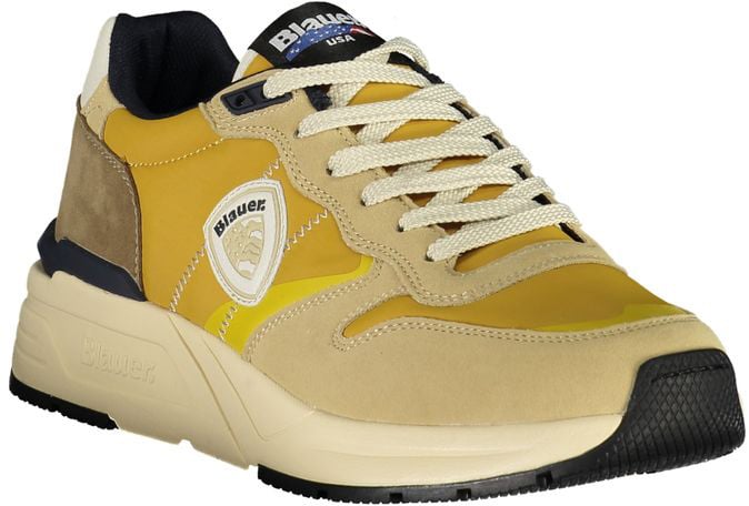 Blauer Beige Polyurethane Men Sneaker