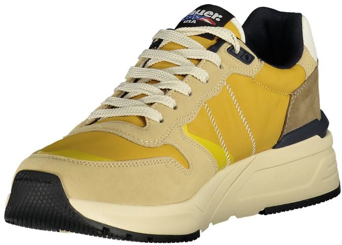 Blauer Beige Polyurethane Men Sneaker