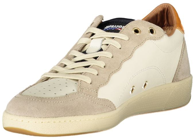 Blauer White Leather Men Sneaker