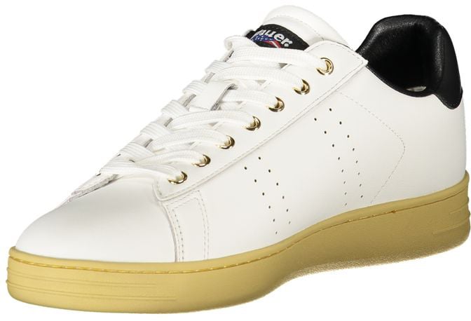 Blauer White Polyurethane Men Sneaker