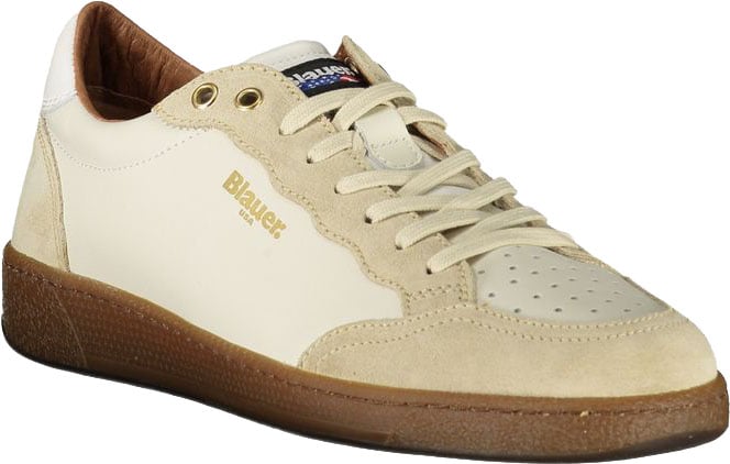 Blauer White Leather Men Sneaker