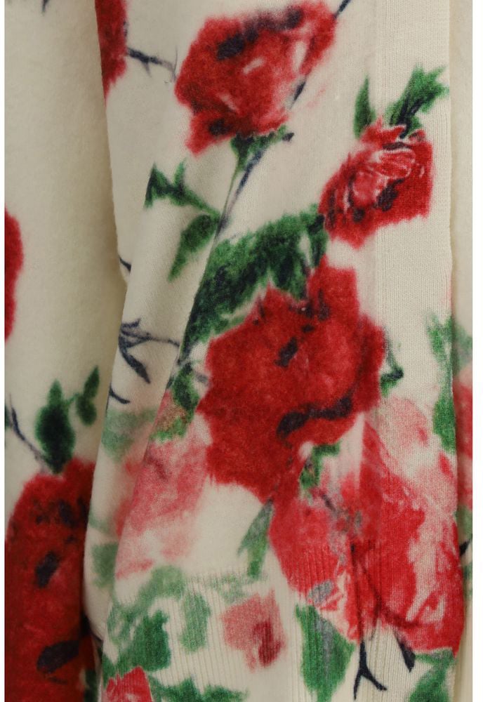 Floral V-Neck 3D Appliqué Detail Sweater