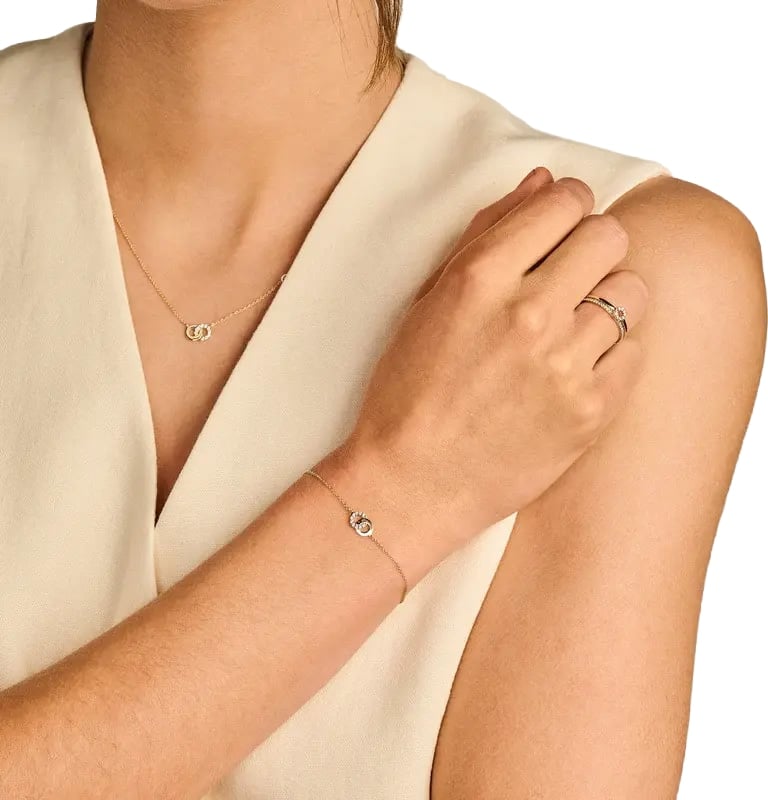 Blush Armband 2223YZI 14k Geelgoud met 2x Cirkels met Briljant geslepen Zirkonia 18cm