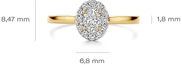 Blush Ring LG1016Y/54 14k Geelgoud Ovaal met 0.42crt Labgrown Diamant Maat 54