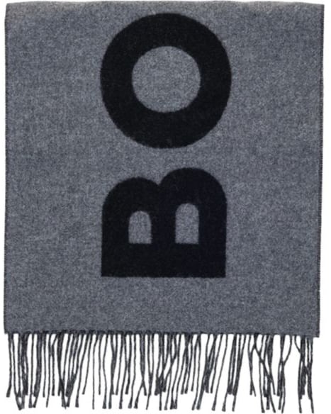 Hugo Boss Gray Wool Scarf
