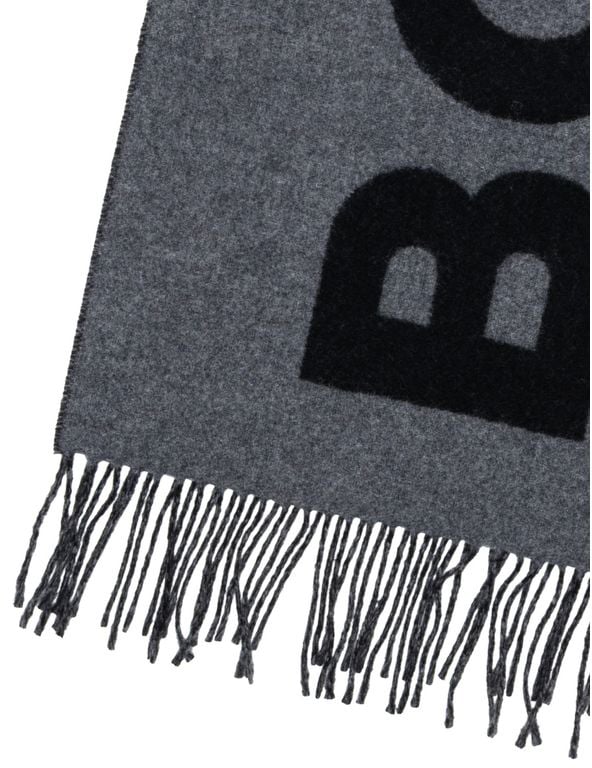 Hugo Boss Gray Wool Scarf