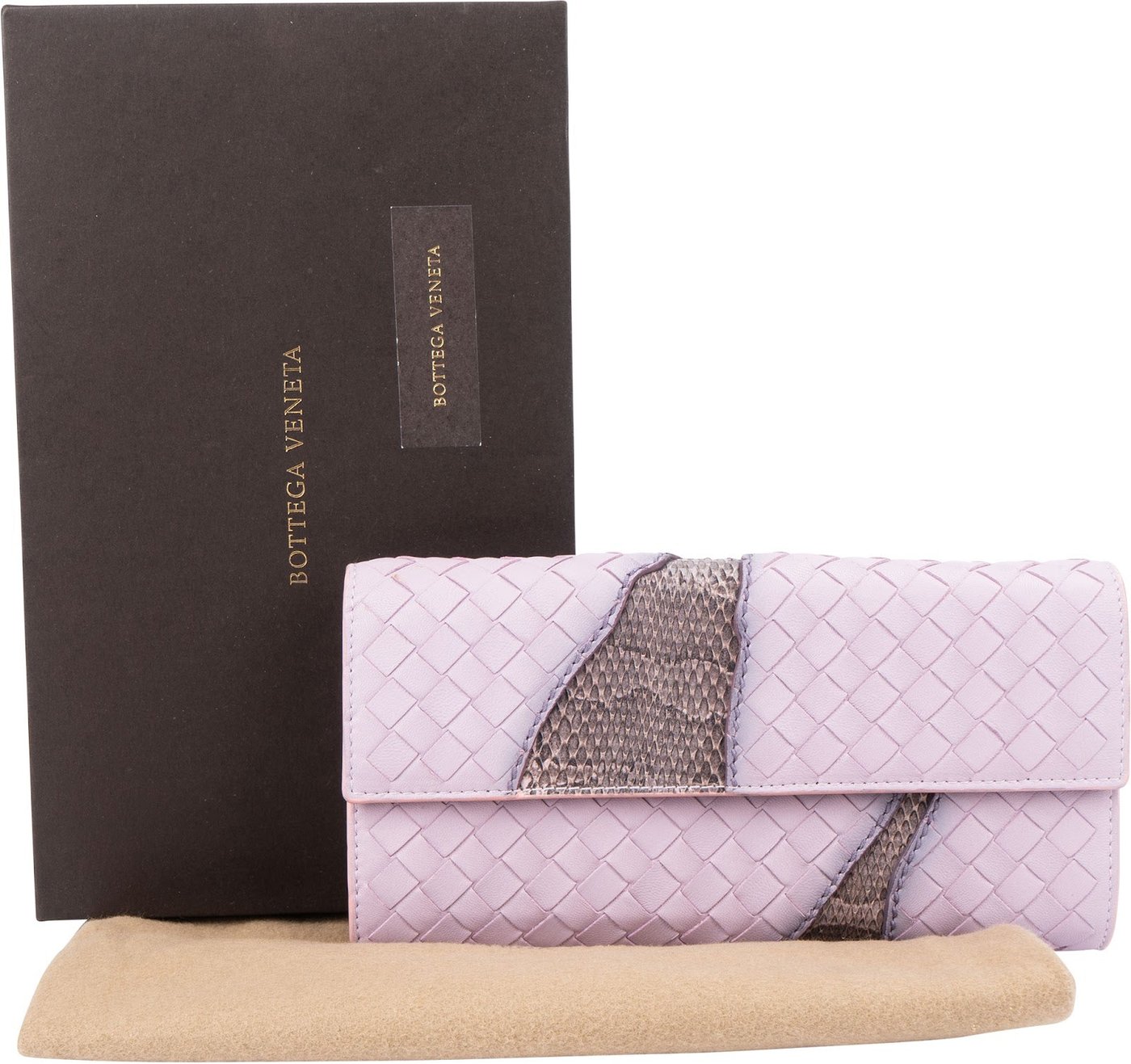 Bottega Veneta Lilac Intrecciato Ayers Python Leather Continental Wallet