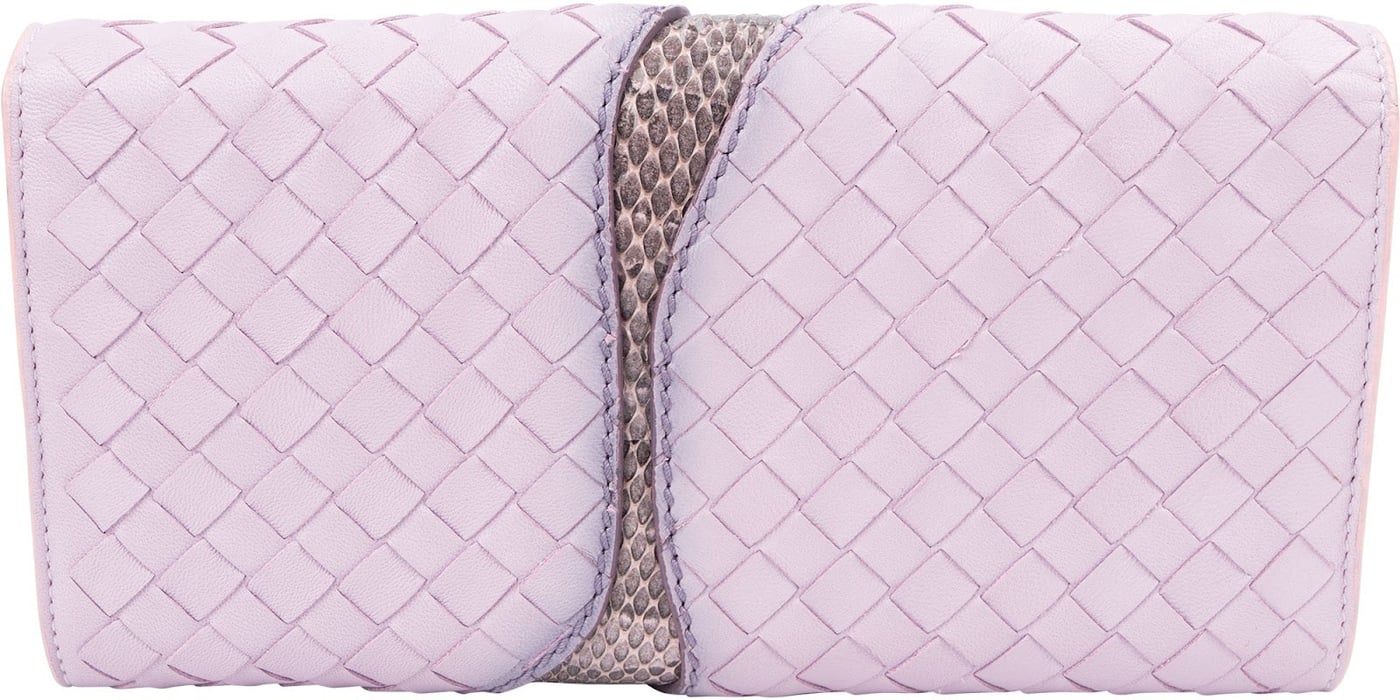 Bottega Veneta Lilac Intrecciato Ayers Python Leather Continental Wallet