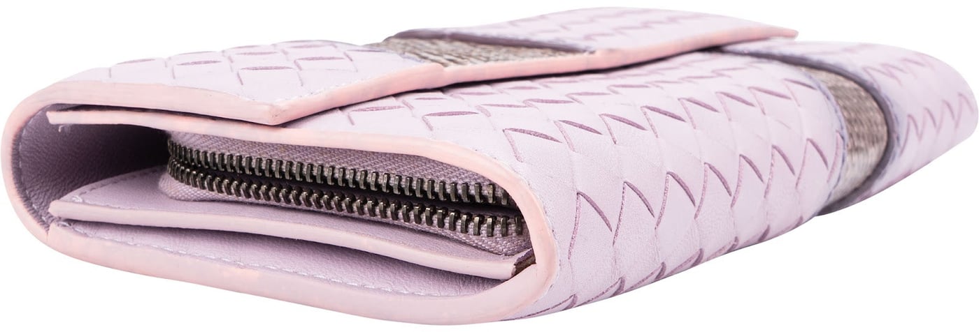 Bottega Veneta Lilac Intrecciato Ayers Python Leather Continental Wallet