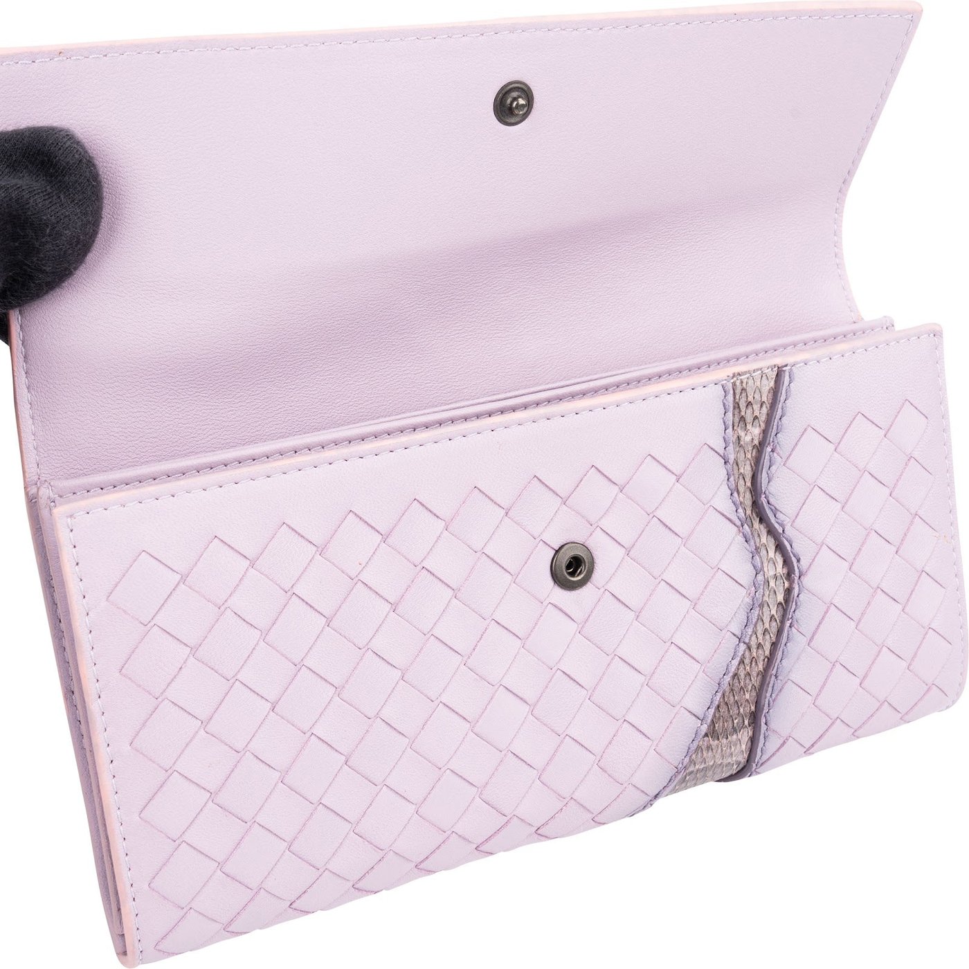 Bottega Veneta Lilac Intrecciato Ayers Python Leather Continental Wallet