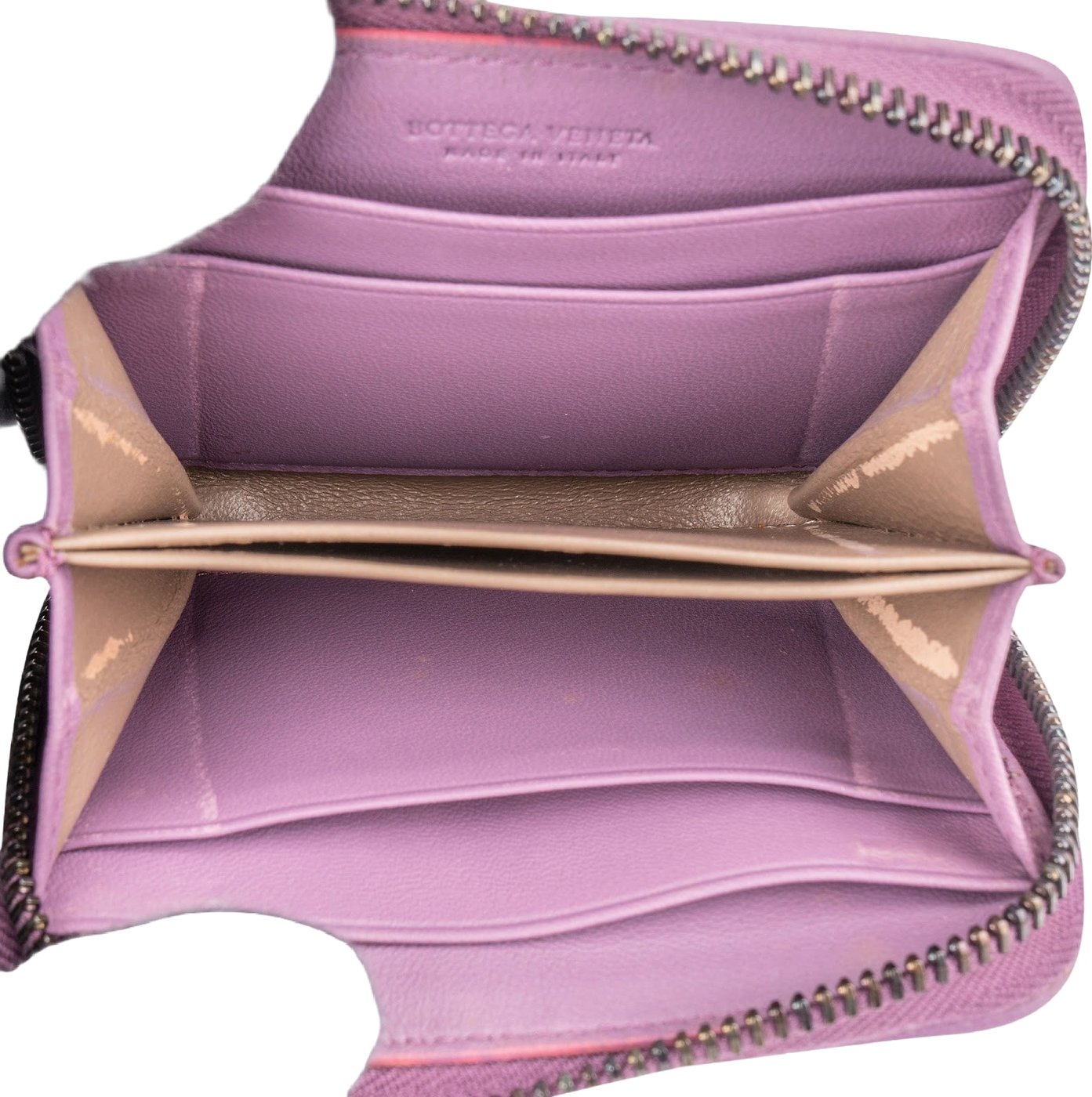 Bottega Veneta Purple Intrecciato Leather Small Zip Around Wallet