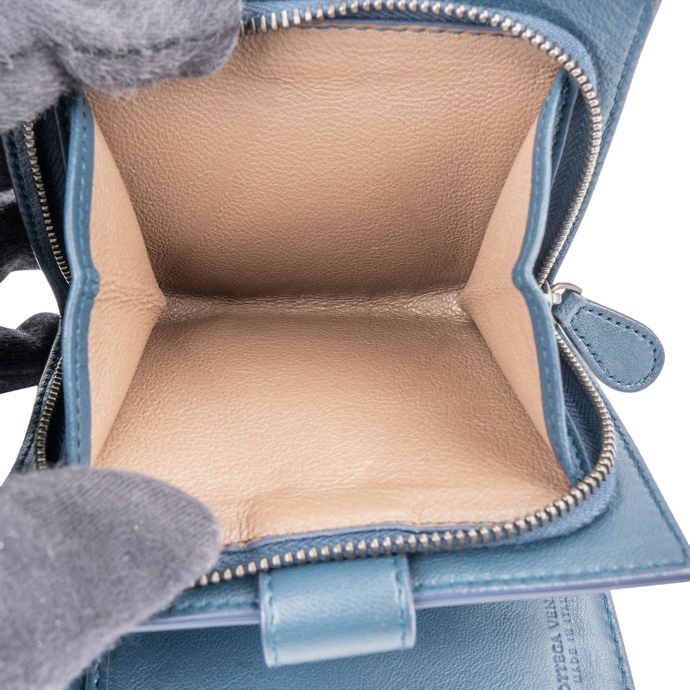 Bottega Veneta Blue Stitched Intrecciato Leather Wallet