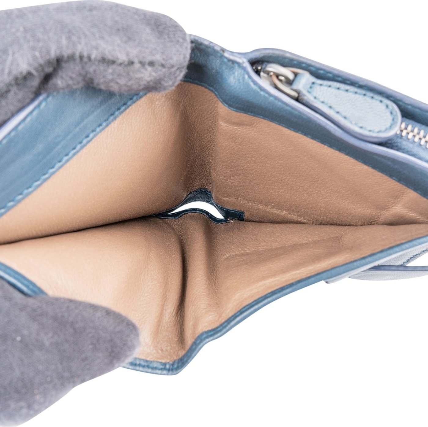 Bottega Veneta Blue Stitched Intrecciato Leather Wallet