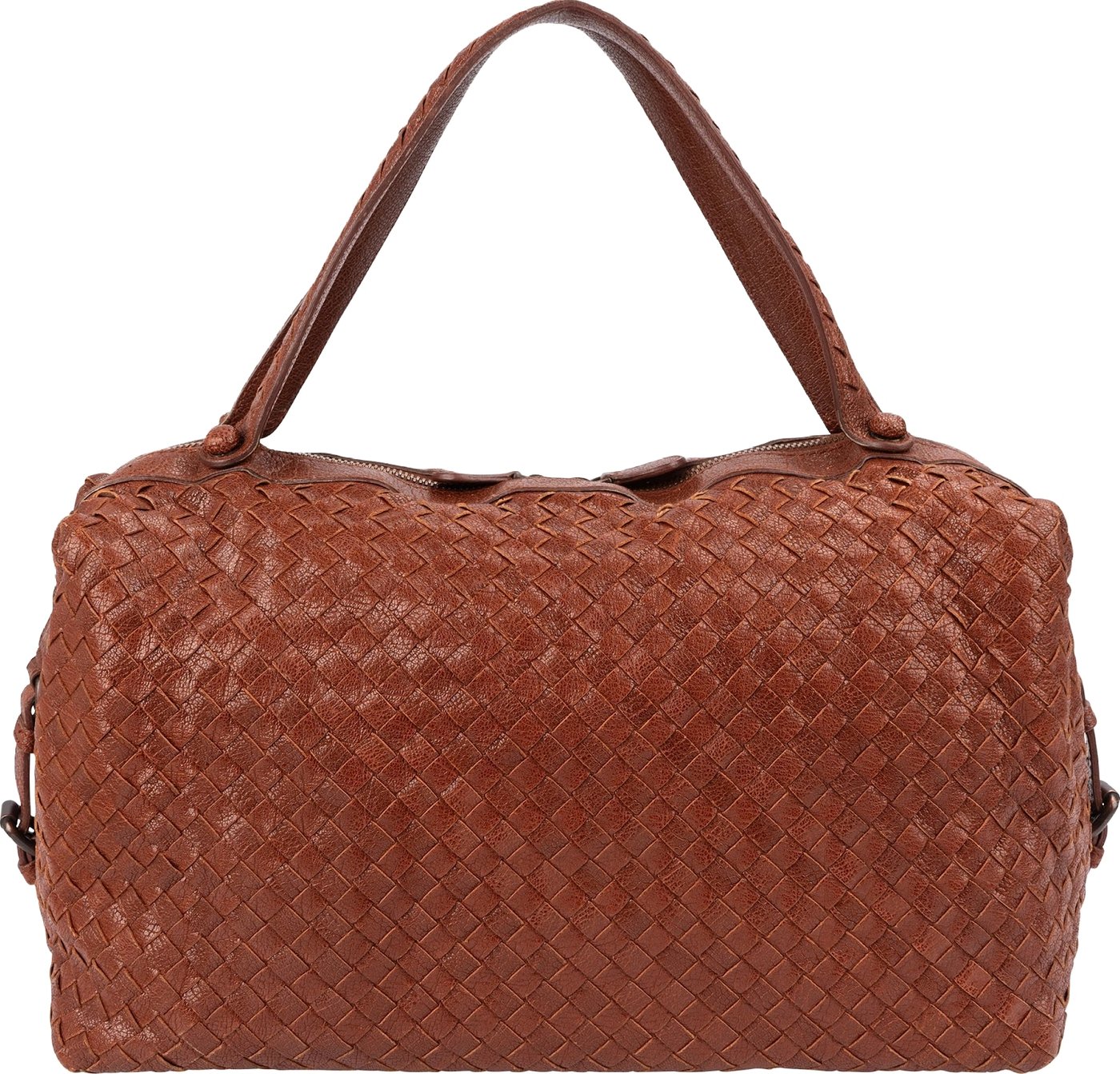 Bottega Veneta Grained Intrecciato Leather Boston 40 Handbag