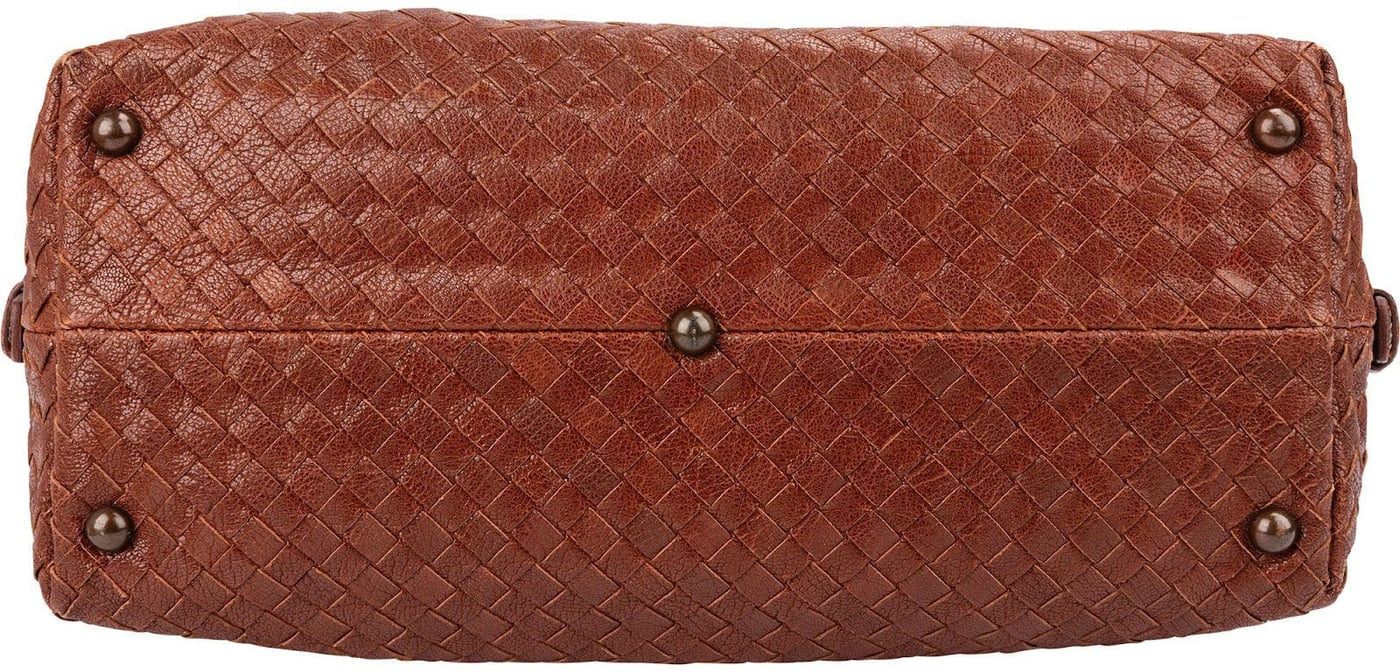 Bottega Veneta Grained Intrecciato Leather Boston 40 Handbag