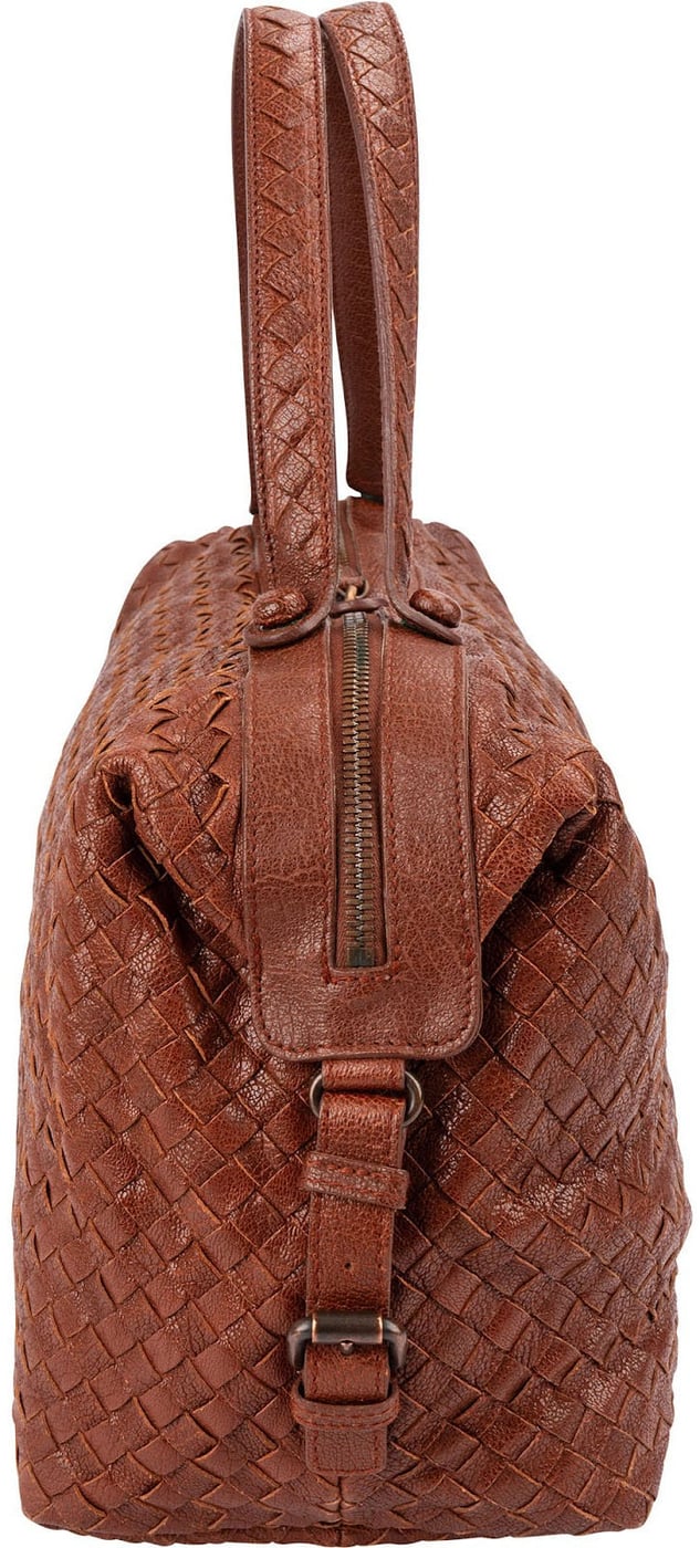 Bottega Veneta Grained Intrecciato Leather Boston 40 Handbag