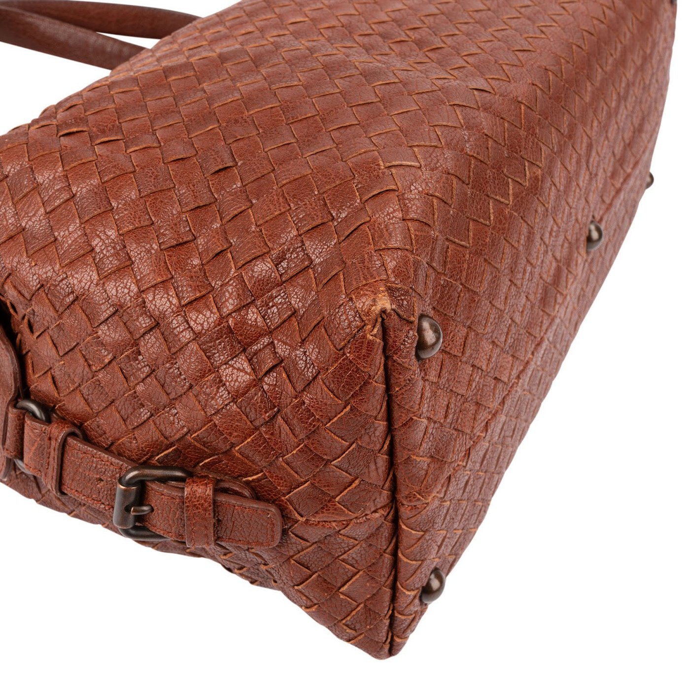 Bottega Veneta Grained Intrecciato Leather Boston 40 Handbag