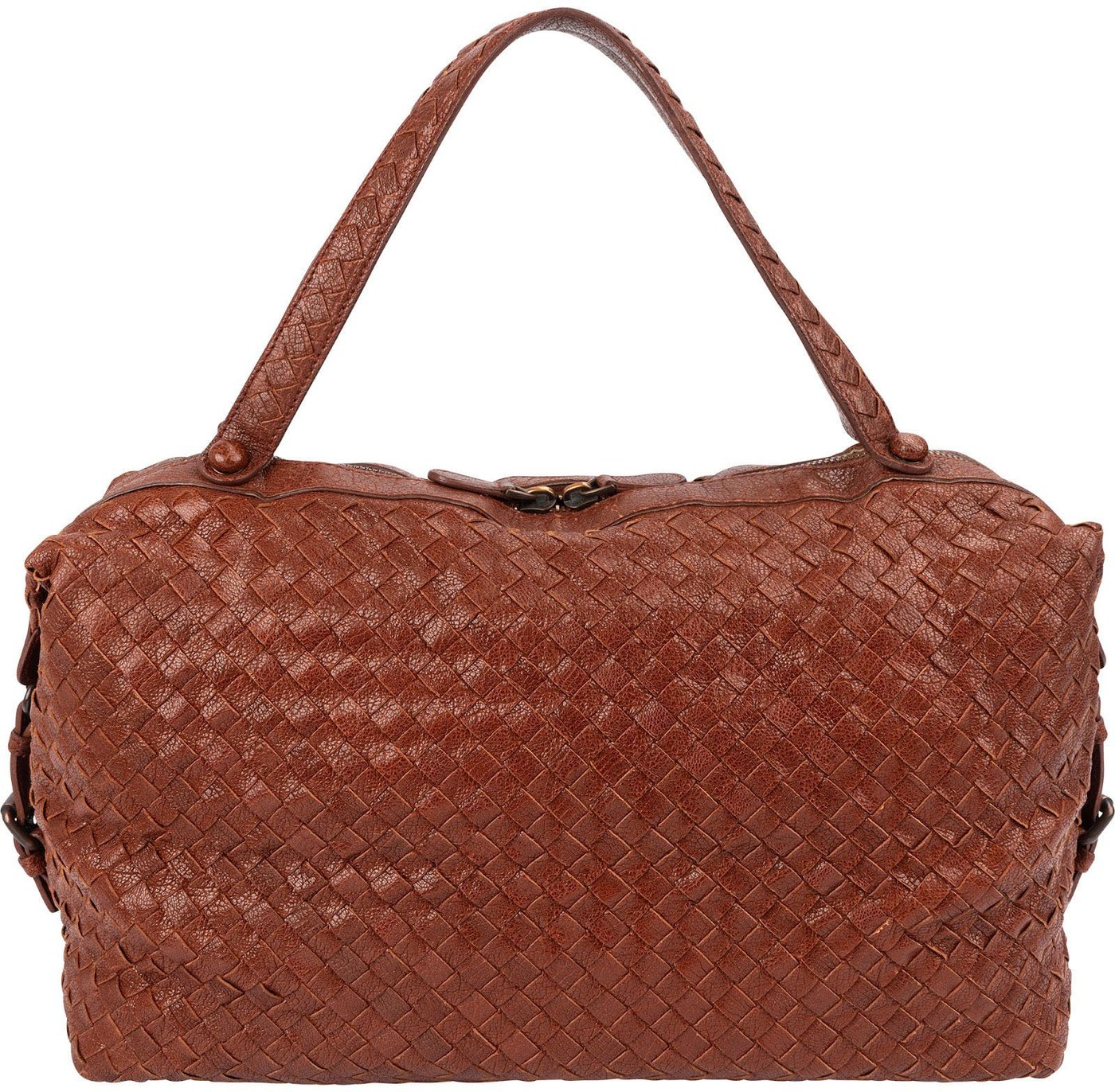 Bottega Veneta Grained Intrecciato Leather Boston 40 Handbag