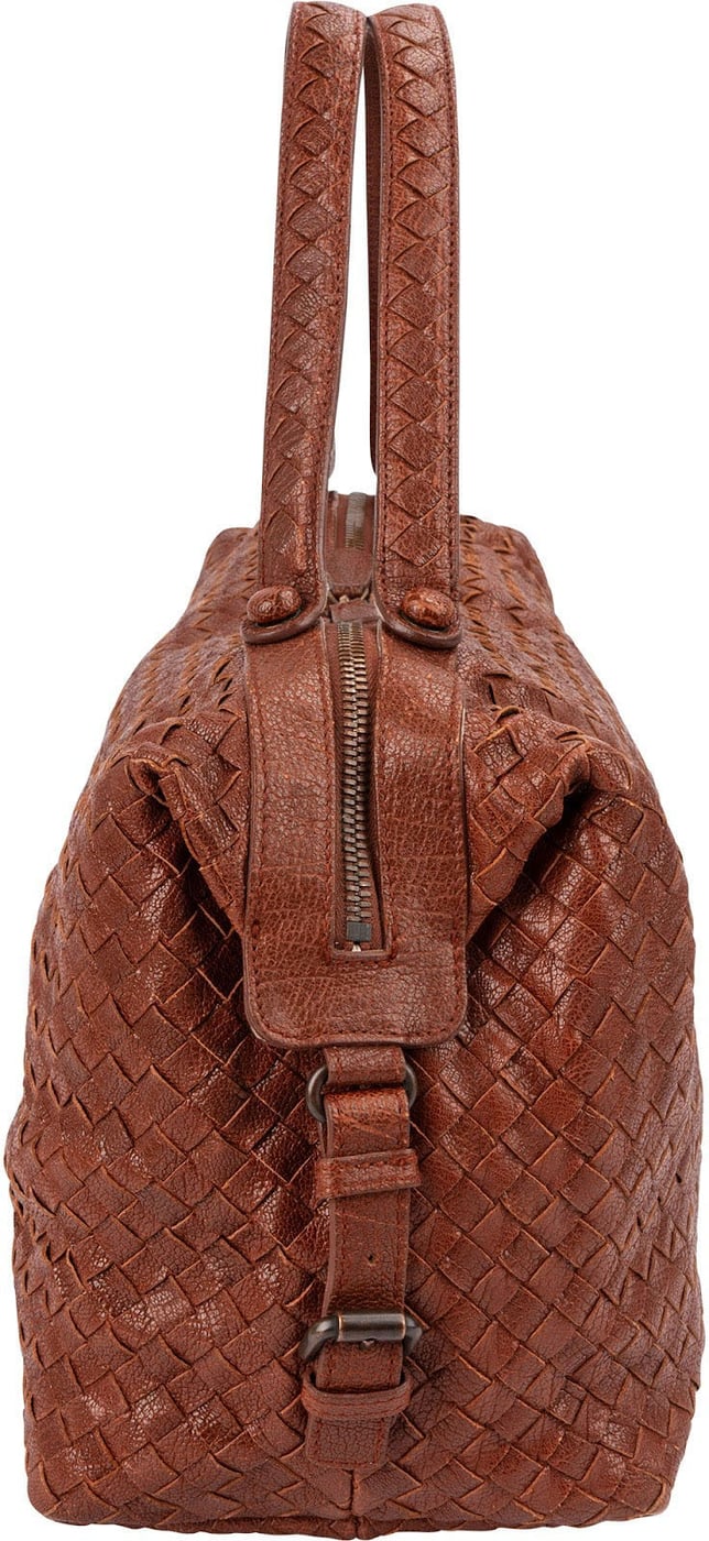 Bottega Veneta Grained Intrecciato Leather Boston 40 Handbag