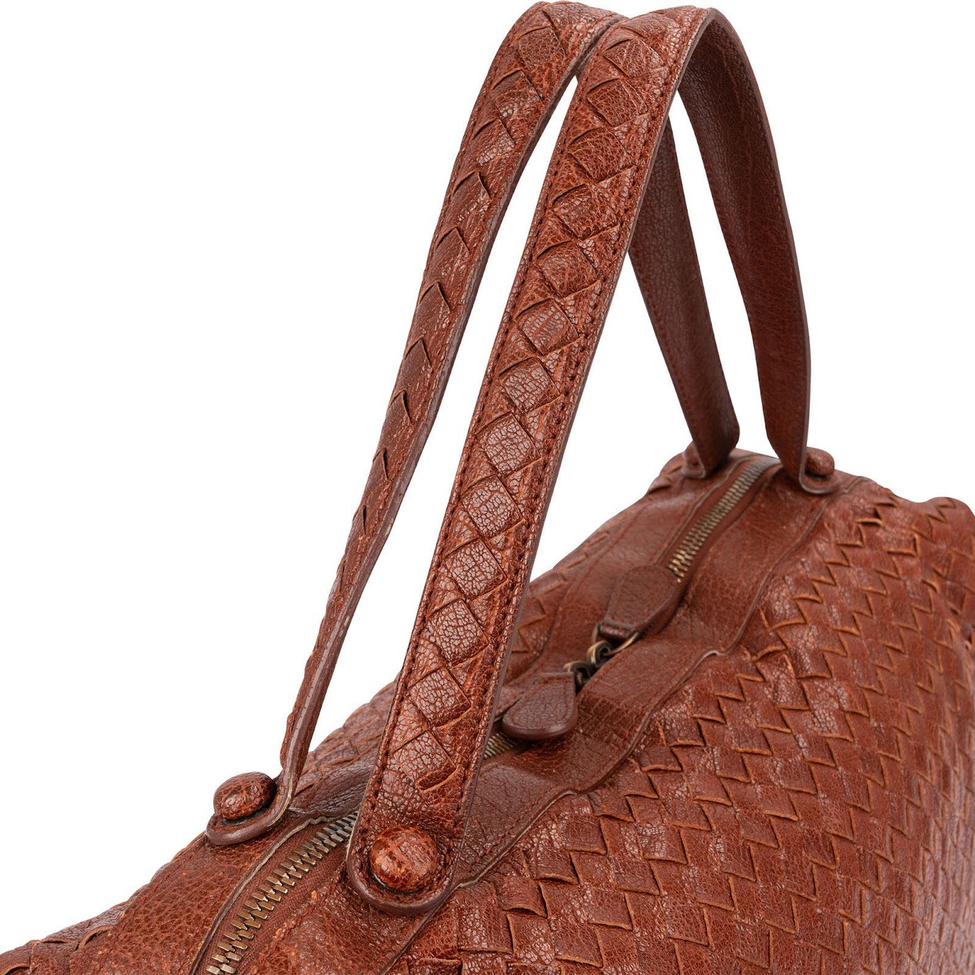 Bottega Veneta Grained Intrecciato Leather Boston 40 Handbag