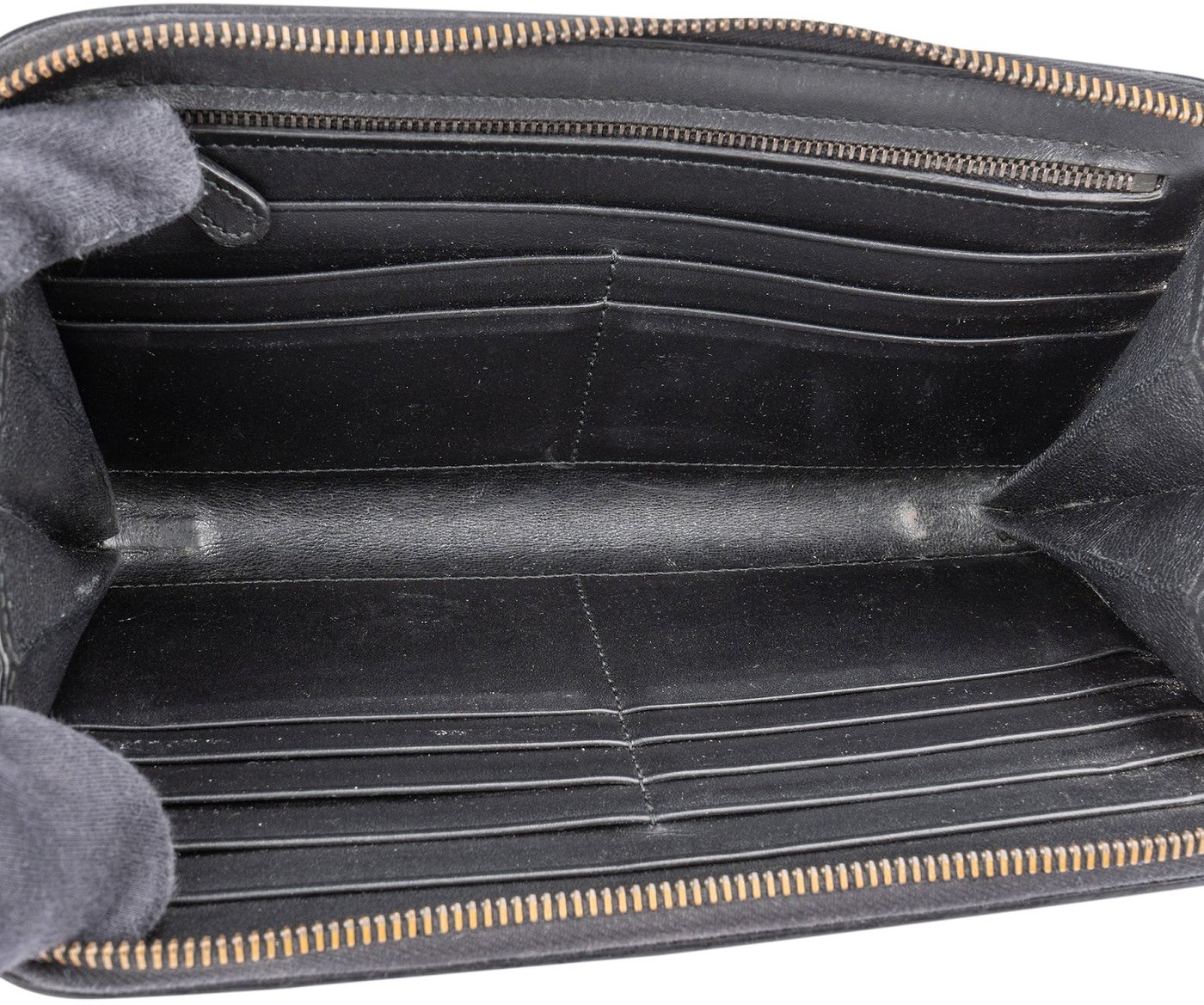 Bottega Veneta Black Intrecciato Leather Zip Around Wallet