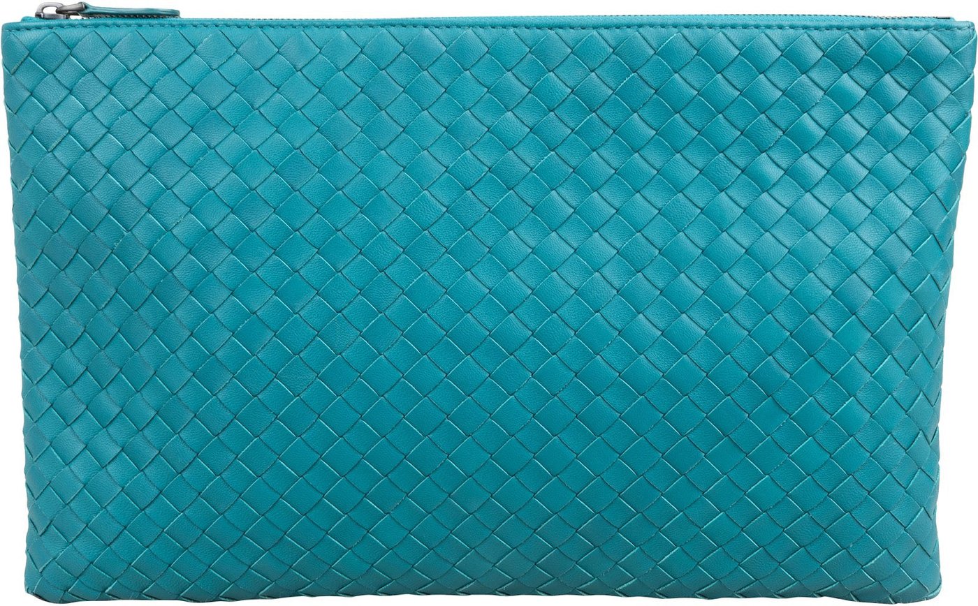 Bottega Veneta Blue Intrecciato Leather Clutch