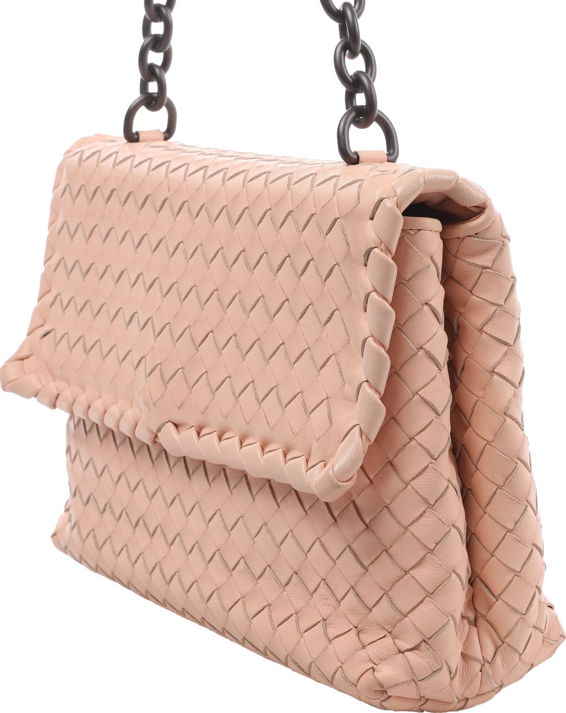 Bottega Veneta Intrecciato Leather Chain Shoulder Bag in Pink