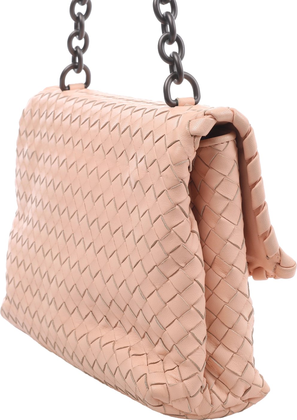 Bottega Veneta Intrecciato Leather Chain Shoulder Bag in Pink